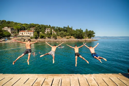ruf Gäste am Strand von Opatija